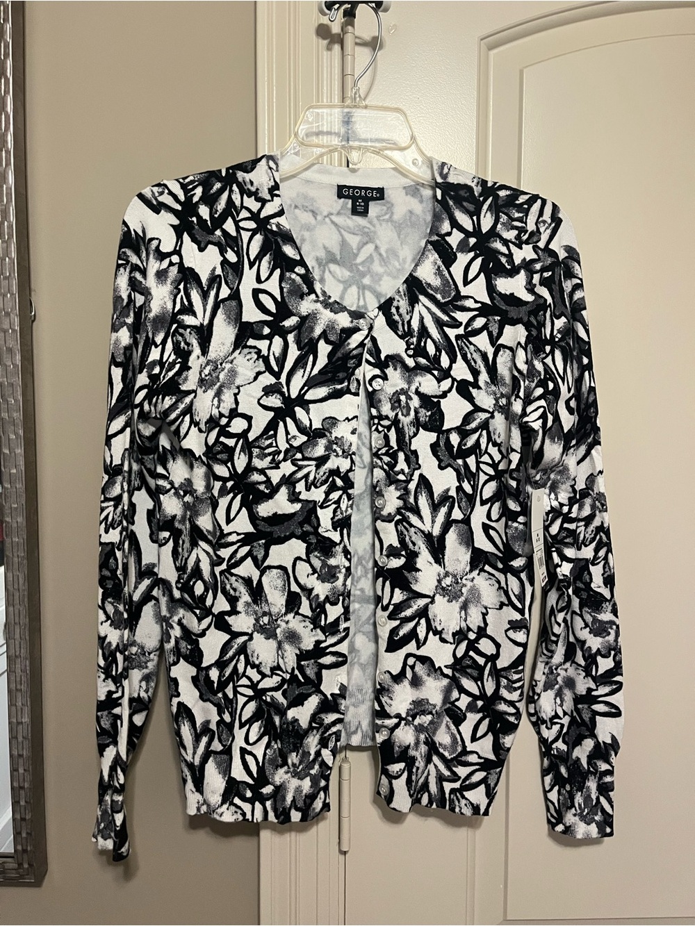 George Monochrome Floral V-Neck Cardigan